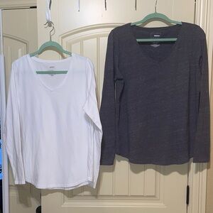 2 Sonoma White and Dark Gray V-Neck Long Sleeve Tshirts